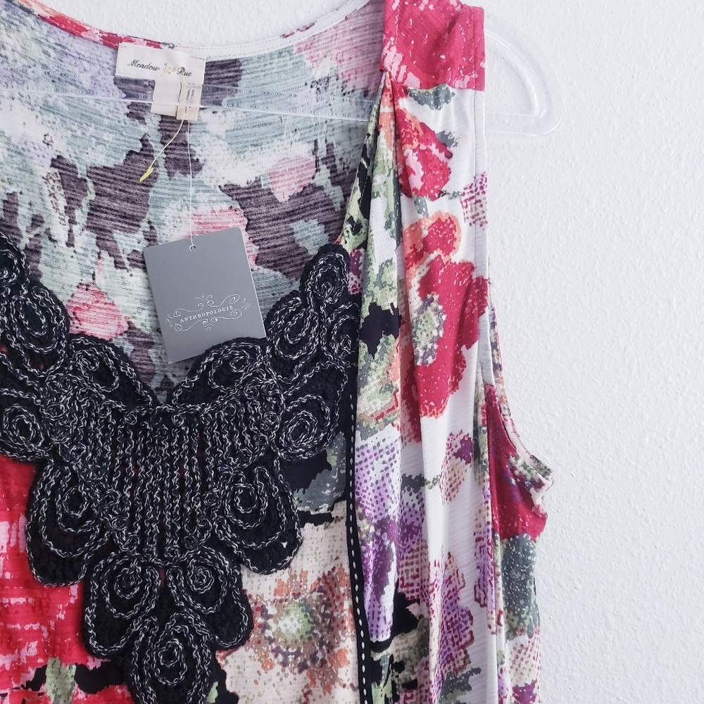 Anthropologie PomPom Sleeveless Floral Blouse New With Tags - Picture 4 of 9